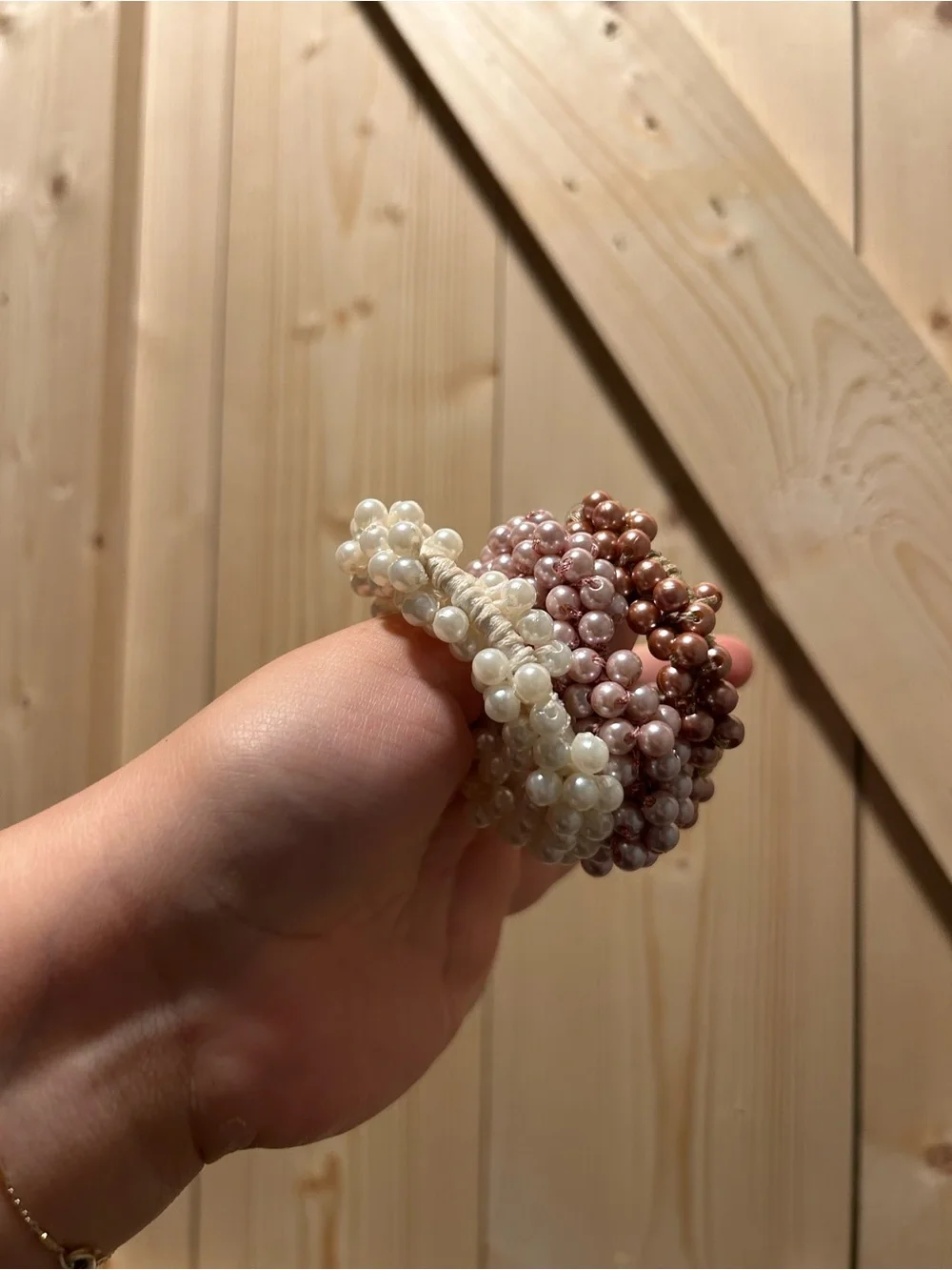 Cluster Pearl Stretch Bracelet Set — White and Rose Gold Tones